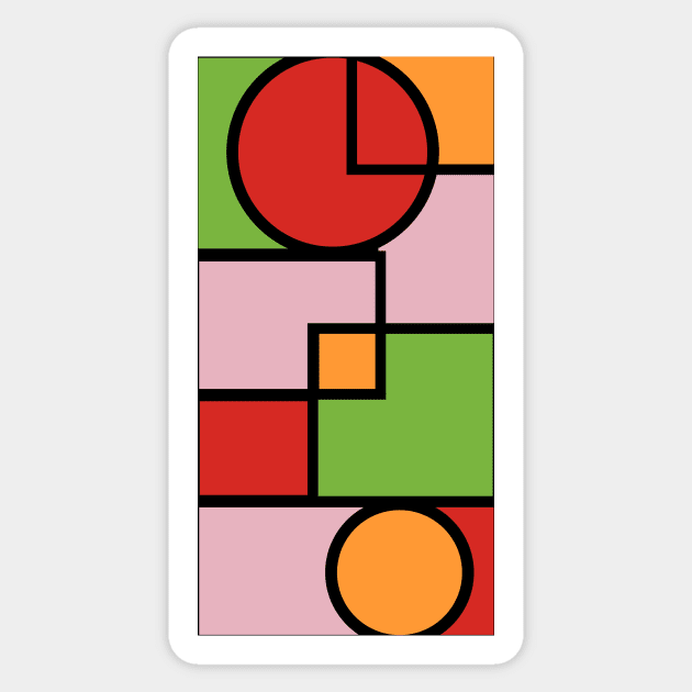 Piet Mondrian Style Geometric Pattern, Simple, Classic and Elegant Sticker by InkLove